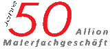 Logo 50 Jahre Maler Fachgeschäft Allion - 75334 Straubenhardt. Maler und Lackierarbeiten - Fassadenrenovierung - Bodenbeläge - Wärmedämmung - Kellerdeckendämmung - Tapezierarbeiten - Wandgestaltungen - Wohnungsrenovierung - Schimmelsanierung in Birkenfeld, Karlsbad, Pfaffenrot, Marxzell, Spielberg, Keltern, Waldbronn, Burbach, Neuenbürg, Höfen, Bad Herrenalb, Schömberg, Remchingen, Ettlingen, Dietlingen, Ittersbach